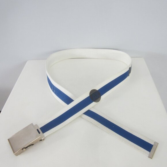 Armani Exchange Mens L White Blue Black Canvas Belt Adjustable Buckle 35 - 40 - Picture 3 of 8